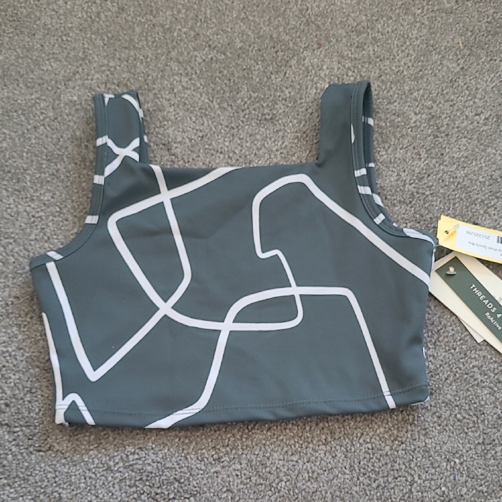 Gray Geometric Women's Cropped Sport Tank